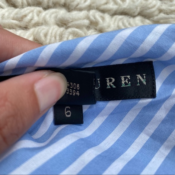 RALPH LAUREN Black Label light blue striped asymmetrical button up top 6 - Picture 6 of 10